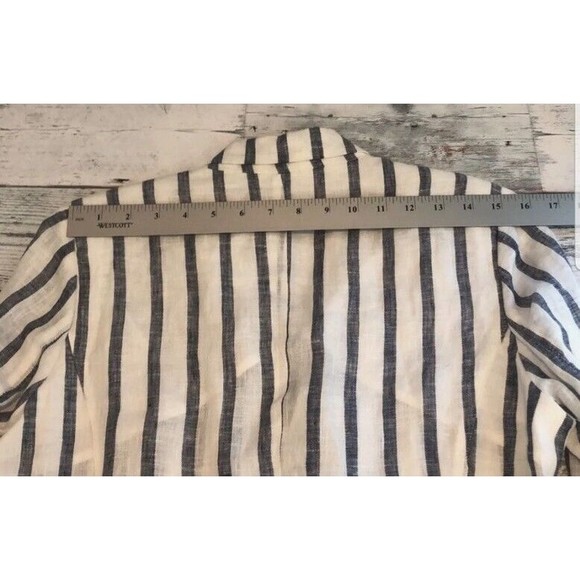 a loves a Linen Striped Shoulder Pad Double Breasted Blazer Size Medium - Picture 7 of 10